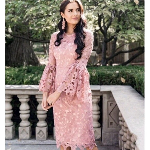 Rachel Parcell Sz Small Windsor Dress Dusty Rose Pink Wedding Event Formal - Picture 3 of 16